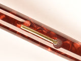 Mabie Todd Blackbird in red pearl marble, Gold trim - Broad nib