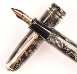 Conway Stewart 24 pen & pencil set in silver candystripe, Gold trim - Fine nib - Boxed