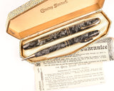 Conway Stewart 24 pen & pencil set in silver candystripe, Gold trim - Fine nib - Boxed