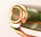 Conway Stewart 560 Dinkie in brown/gold veined green pearl marble, Gold trim - Medium nib - Boxed