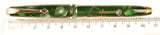 Conway Stewart 560 Dinkie in brown/gold veined green pearl marble, Gold trim - Medium nib - Boxed