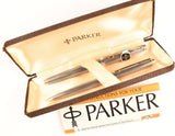 Parker 75 pen & pencil set in sterling silver, Cisele design, USA - Fine nib - Boxed