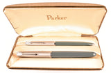 Parker 51 Classic pen & ballpoint set in grey, Steel cap - Medium nib - Boxed