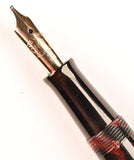 The De La Rue Pen in burgundy pearl and black marble, Gold trim - Oblique nib