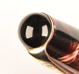 The De La Rue Pen in burgundy pearl and black marble, Gold trim - Oblique nib