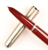 Parker 51 Classic in light burgundy, Steel cap - Medium nib - Boxed