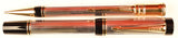 Parker Duofold Centennial in silver godron with matching pencil, Gold trim - Broad nib - Boxed