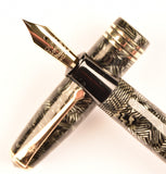 Conway Stewart 58 Duro in grey candystripe, Gold trim - Extra Fine nib