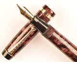 Parker Victory in lined burgundy pearl and black marble, c1942 - Medium nib