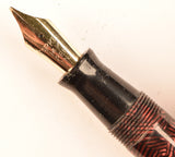 Parker Victory in lined burgundy pearl and black marble, c1942 - Medium nib