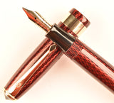 Conway Stewart 27 Lever Filler in red herringbone - Medium nib - Boxed