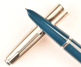 Parker 51 Classic in teal blue, Steel cap - Fine nib