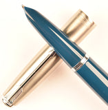 Parker 51 Classic in teal blue, Steel cap - Medium nib