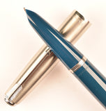 Parker 51 Classic in teal blue, Steel cap - Medium nib