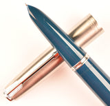 Parker 51 Classic in teal blue, Steel cap - Fine nib