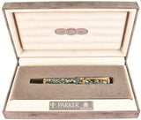 Parker Duofold International in green marble, Gold trim - Medium nib - Boxed