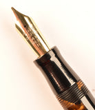 Parker Duofold NS in black and brown pearl marble, c1946 - Medium nib