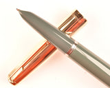 Parker 51 Custom in grey, gold cap - Medium nib - Chalk marks and boxed
