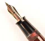 Parker Vacumatic Junior in light & dark burgundy pearl marble, Gold trim - Medium Semi-Flex nib