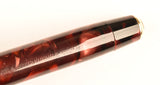 Parker Vacumatic Junior in light & dark burgundy pearl marble, Gold trim - Medium Semi-Flex nib