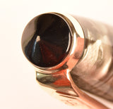De La Rue Onoto lever pen in black veined silver pearl marble, Gold trim - Fine nib