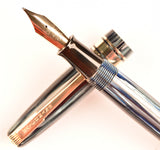 Waterman W5 in light & dark blue pearl striated marble, Gold trim - Medium nib