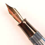Waterman W5 in light & dark blue pearl striated marble, Gold trim - Medium nib