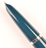 Parker 51 Custom in teal blue, gold cap - Fine/Medium nib