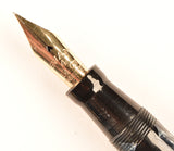 Mabie Todd Swan Leverless 1042 in blue pearl and black marble, Gold trim - Fine Semi-Flex nib