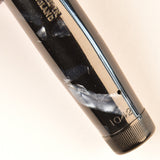 Mabie Todd Swan Leverless 1042 in blue pearl and black marble, Gold trim - Fine Semi-Flex nib