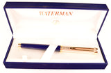 Waterman Gentleman in blue laque, Sterling silver cap with gold trim - Fine Oblique nib