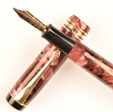 Conway Stewart 388 in black veined light & dark lilac marble, Gold trim - Medium nib