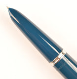 Parker 51 Classic in teal blue, Steel cap - Medium nib - Chalk marks