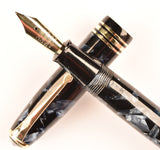 Conway Stewart 58 Duro in blue pearl and black marble, Gold trim - Medium nib