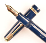 Parker Duofold Maxima in blue, Gold trim - Fine nib - Chalk marks, Boxed