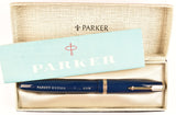 Parker Duofold Maxima in blue, Gold trim - Fine nib - Chalk marks, Boxed