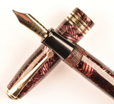 Conway Stewart 58 Duro in burgundy candystripe, Gold trim - Medium nib