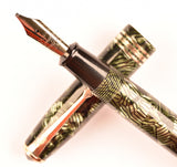 Conway Stewart 58 Duro in green candystripe, Gold trim - Stub nib