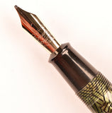 Conway Stewart 58 Duro in green candystripe, Gold trim - Stub nib