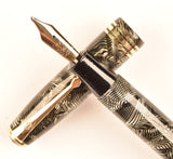 Conway Stewart 58 Duro in silver grey candystripe, Gold trim - Stub nib