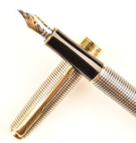 Parker Sonnet Sterling Silver Cisele design, gold trim - Medium 18ct gold nib
