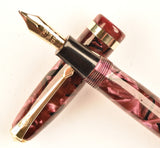 Conway Stewart 84 Lever Filler in black veined lilac pearl marble - Medium nib
