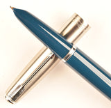 Parker 51 Classic in teal blue, Steel cap - Medium+ nib