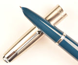 Parker 51 Classic in teal blue, Steel cap - Extra Fine nib