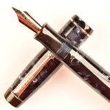 Parker Duofold Senior in blue pearl and black marble, c1945 - Medium nib