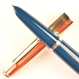 Parker 51 Custom in teal blue, gold cap - Fine/Medium nib