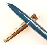 Parker 51 Custom Mk2 in teal blue, Gold cap - Fine/Medium nib