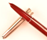 Parker 51 Classic Mk2 in light burgundy, Steel cap - Medium nib - Boxed - Chalk marks