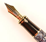 Parker Duofold Centennial in blue marble, Gold trim - Medium nib - Boxed