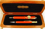 Parker Duofold Centennial Fountain Pen and Pencil in Orange/Red - Medium nib